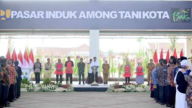 pidato sambutan Presiden Jokowi saat peresmian Pasar Induk Among Tani (foto : Biro Pers Kesekretariatan Presiden)